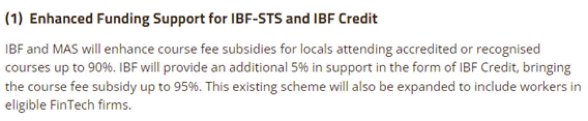 Enhanced Funding Support IBF #1