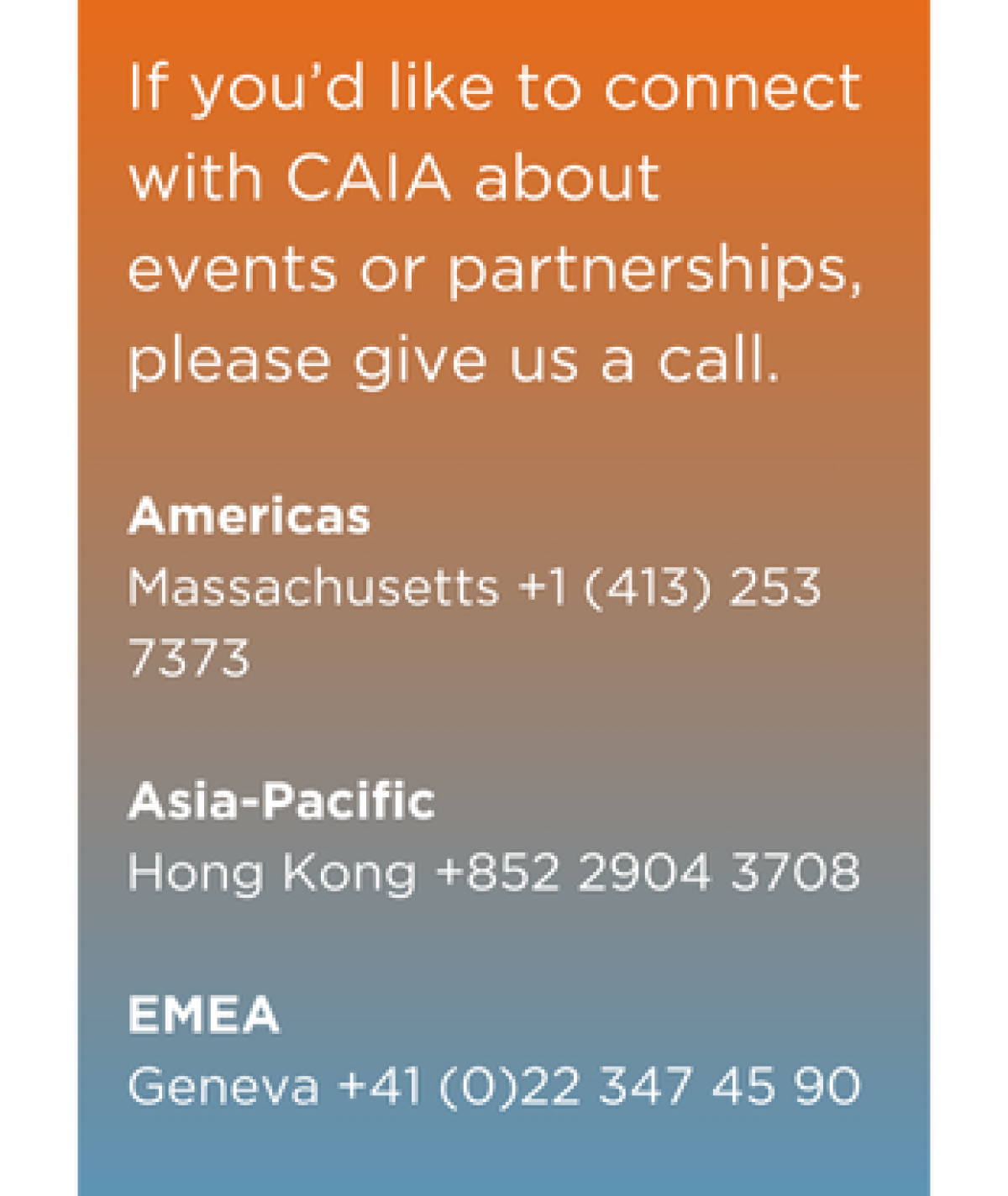 CAIA Regional Office Phone Numbers